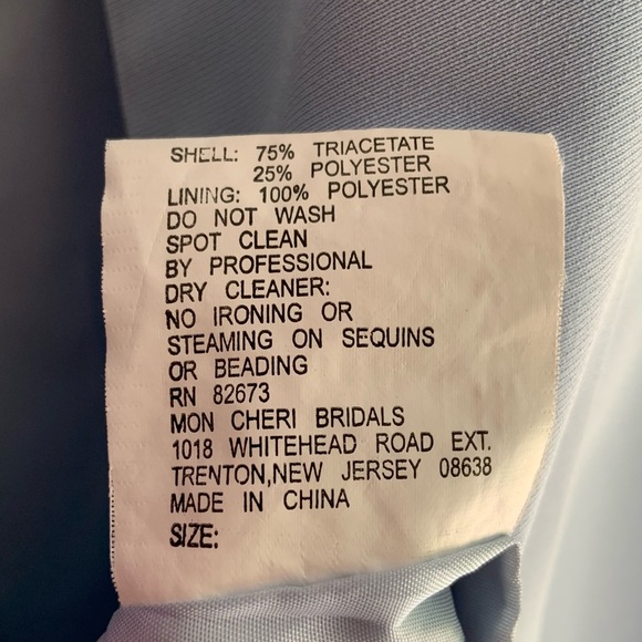 90s Montage by Mon Cheri Formal Evening Beaded Maxi Dress Size US10 in Icy Blue - Picture 12 of 12